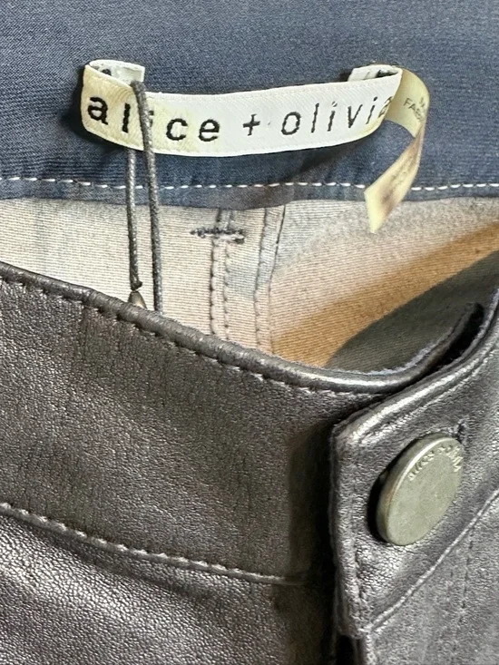 Alice + Olivia Navy Blue Lambskin Leather Skinny Pants Jeans NWT - Picture 10 of 13